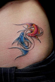 tatuaxe de peixe de cor cintura