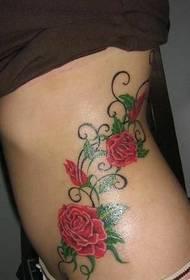 seksikäs kauneus vyötärö kaunis kaunis ruusu tatuointi kuvio kuva