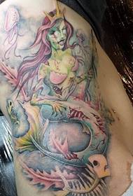 moda anësore e femrës ngjyra e ngjyrës së belit foto tatuazh sirenë foto