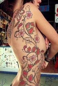 modello di tatuaggio di bellezza personale vita laterale fiore vite