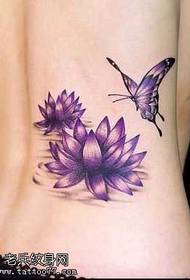 motivo tatuaggio loto farfalla vita posteriore