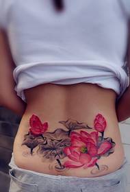 vita bella immagine di tatuaggio di bell'aspetto di loto e foglia di loto