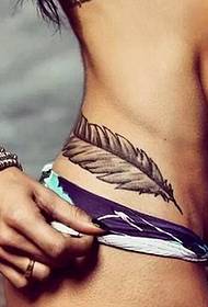 abdominal misuli sexy chiuno feather tattoo