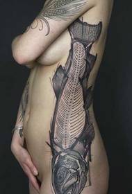 patrón de tatuaje de halibut de cintura
