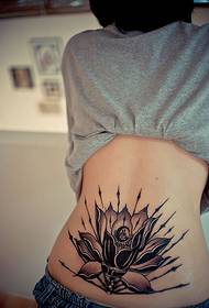 Muguras jostas daļas personības melns lotosa tetovējums