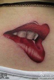 セクシーな赤い唇のタトゥーパターン