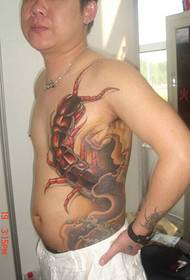 men's sideways 3d蜈蚣 tattoo