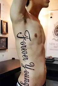 side waist English alphabet tattoo pattern
