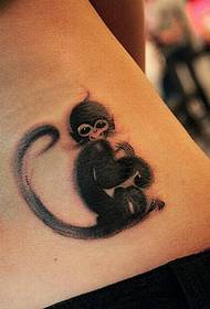 უკან წელის მელნის Monkey Tattoo Model