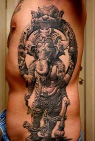 Men's side waist stone statue god tattoo works