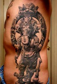Tatuaggio da uomo con statua in pietra a vita laterale da uomo