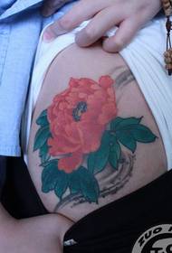 дівчина талії Колір півонія татуювання візерунок