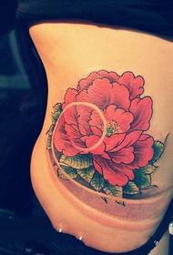 modello di tatuaggio di peonia rossa tradizionale bellezza sexy