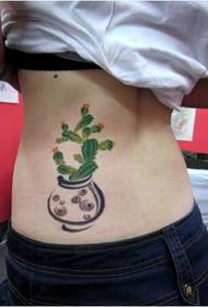 poj niam lub duav tau zoo nkauj thiab zoo nkauj cactus tattoo daim duab duab