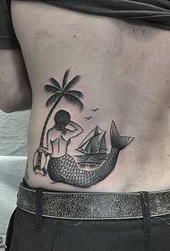 kiuno mti mermaid muundo wa tattoo