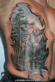 realistesch 3D Landschaftsmaler Tattoo