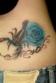 waist colored dice rose tattoo