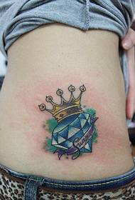 diamanten kroon persoonlijkheid taille tattoo patroon