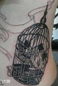 Modello di tatuaggio con gabbia per uccelli in vita