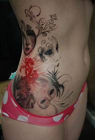 Beauty side waist and flower mask and mask tattoo