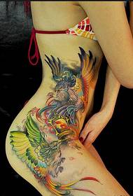 ženský bočný pás farebný fénix tetovanie obrázok ocenenie obrázok