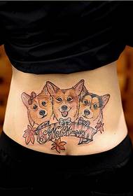 σέξι γυναίκα όμορφη σκύλος μέση εικόνα τατουάζ σκύλου