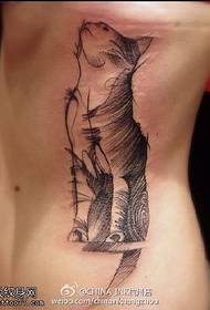 ukwu ị na-atọ ọchị ụdị ịke cat tattoo