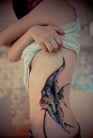 69515-cinese inchiostro vento farfalla e modello di tatuaggio rosa bellezza