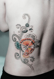 задній талії ніжний ромашка та лоза візерунок татуювання