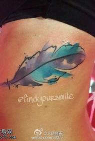 Modello di tatuaggio piuma di inchiostro di colore