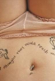 sexy girl waist beautiful bird English tattoo picture