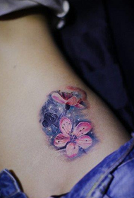краса Abdomen красива квітка Пежо з малюнком татуювання зоряного неба