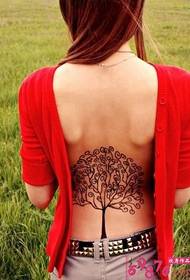 여자 허리 작은 나무 패션 문신 사진