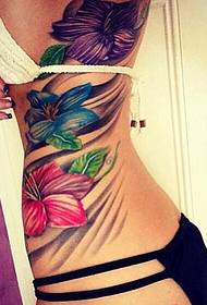 beauty waist beautiful flower tattoo pattern