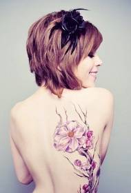 Женская талия цветное изображение тату с цветочным узором