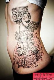 opere tatuaggio tatuaggio lettera rosa angelo lato vita