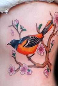 sieviešu vidukļa putnu plūmju tetovējuma attēls