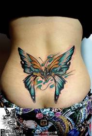 여성 허리 컬러 개성 나비 문신 패턴