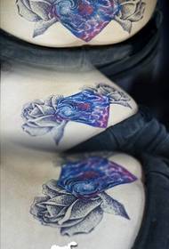 Kaanyag nga sidsid nga sikat nga klasiko nga brilyante nga rosas nga sumbanan sa tattoo