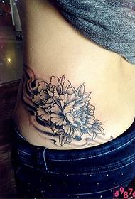 side waist rich peony tattoo pattern picture