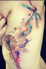 lepotni pas Tridimenzionalni barvni trend Dandelion kačji pastir tattoo slika