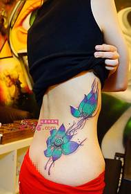 skönhet liten midja lotus mode tatuering bild