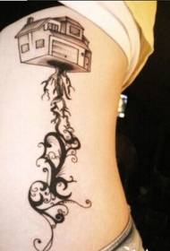 meitene viduklis skaists skaists puķu vīnogulāju mājas tetovējums attēls