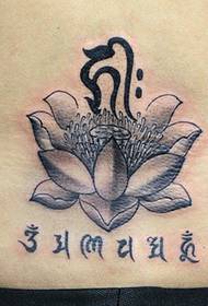 纹身秀图吧推荐一幅腰部莲花梵文纹身图案