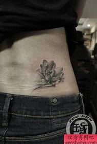 vasikana kumashure vakakurumbira vakanaka vatema uye chena lotus tattoo maitiro
