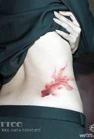 girl waist classic Freehand small goldfish tattoo pattern