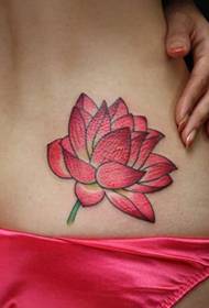 back waist lotus tattoo pattern picture