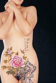 sexy meisje taille elegante rododendron tattoo patroon foto