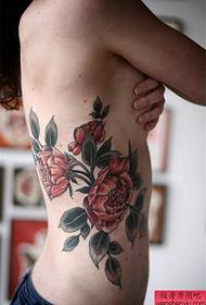 Women's Side Waist Color Personality Rose Tattoo Pattern