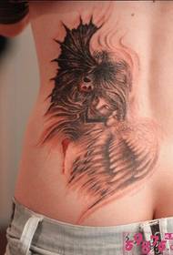 天使与恶魔交织腰部纹身图片